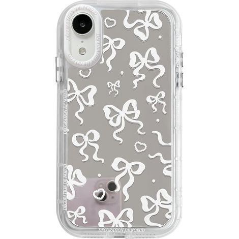 Coque compatible avec iPhone XR, ornée d'un joli motif miroir, nœud papillon et cœur, pour femmes et filles, avec dragonne et protection antichoc pour iPhone XR (1/5)