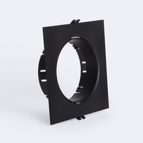 Aro Downlight Empotrable Cuadrado Direccionable para Bombilla LED GU10 AR111 Corte Ø135 mm Negro