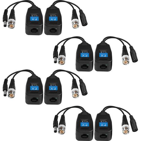 Balun Vidéo RJ45 vers BNC AHD/CVI/TVI/CVBS 1080P pour Caméras 720P/960P/1080P Système de Surveillance DVR 4 Paires (1/5)