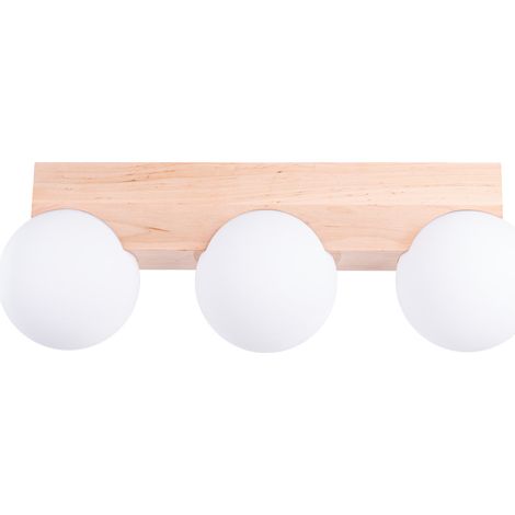 Plafonnier Bulbo 3, bois naturel (1/2)