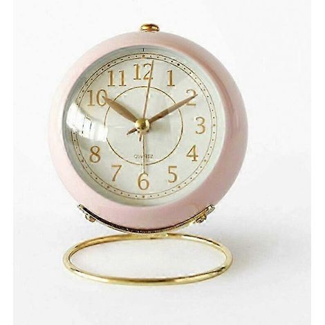 Mini réveil silencieux de 7,6 cm avec veilleuse et grand cadran (rose) (1/5)