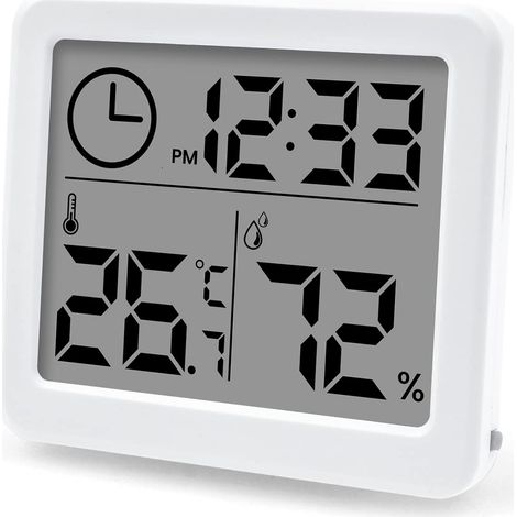 Thermomètre Hygromètre Moniteur de Haute Précision, LCD avec temps d'humidité intérieure et thermomètre , pour le bureau, la serre (batterie incluse) (1/5)