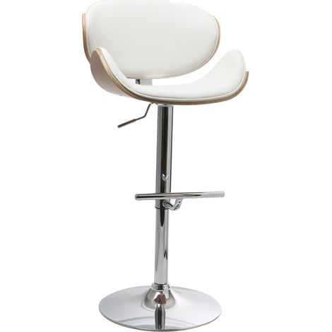 Sgabello da bar design bianco e legno chiaro WALNUT