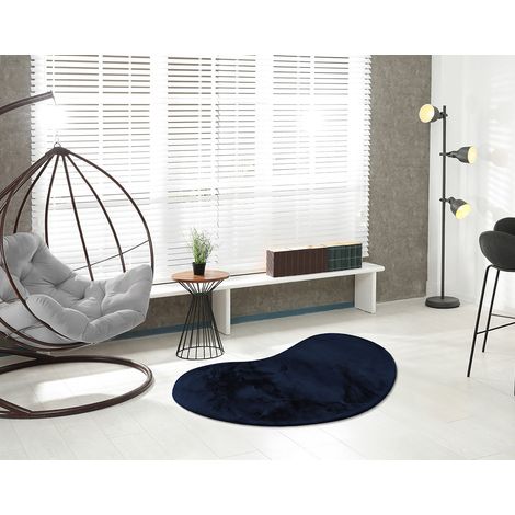 Joy - tapis organique - fausse fourrure - bleu (1/5)