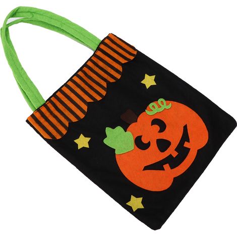 Sac fourre-tout d'Halloween réutilisable avec poignées, idéal pour la fête de Thanksgiving et les fournitures quotidiennes. Motif citrouille.
