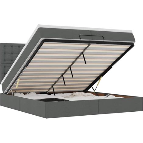 Maison Exclusive - Ottoman-Bett mit Matratzen & LEDs Dunkelgrau 2