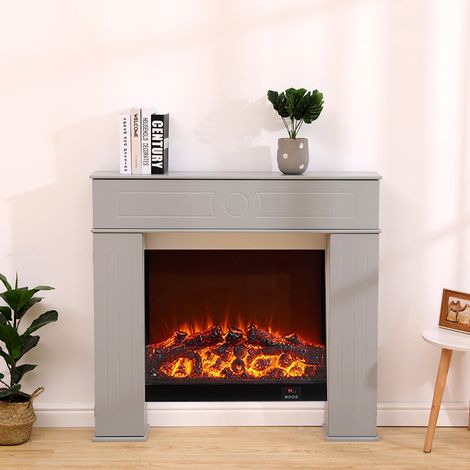 FURNITURE HMD Wooden Grey Painted Fireplace Console Tables Mantelpiece Fireplace Surround Storage Unit 3 Drawers,107x18x100cm(WxDxH)