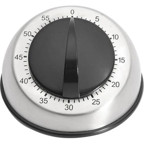 Minuteur de Cuisine Mécanique 60 Minutes, Minuteur Cuisine Analogique sans Pile, Design Premium en Acier Inoxydable, Alarme Puissante (1/5)