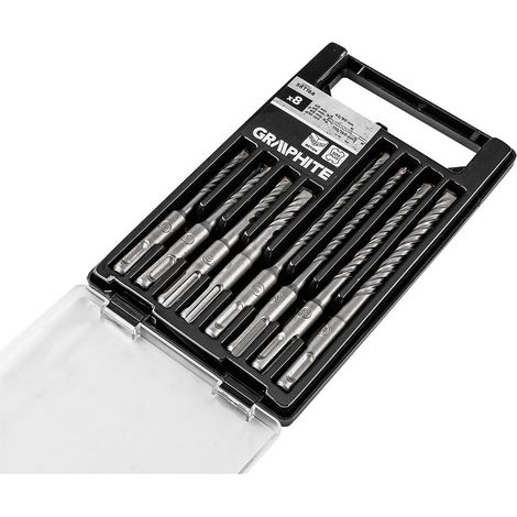 Foret graphite 56t168 double spirale compatible SDS Plus 8 pcs