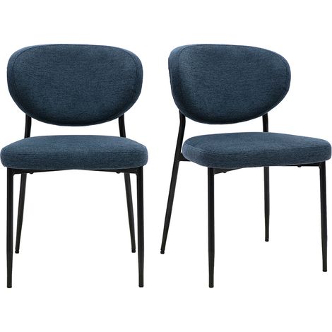 Sillas de tela efecto terciopelo texturizado azul oscuro y metal negro (lote de 2) BREKA (1/5)