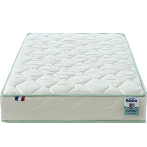 Matelas bébé face été / face hiver en coton bio soutien ferme Blanc 60x120x12 cm (1/3)