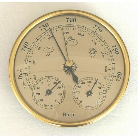 Barometer, Wetterstation mit Barometer und Thermometer/Hygrometer, 3-in-1-Wandwetterstation (analog) für den Innen- und Außenbereich (1/3)