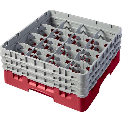 Casier de lavage haut max 17.4 cm - 50 x 50 x 22.5 cm - Groseille - Lot de 3 - Cambro
