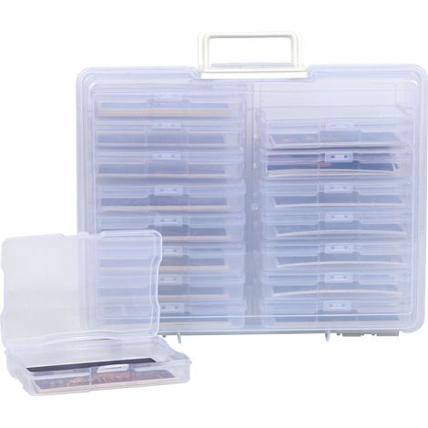 Scatola portafoto 4x6, 16 clip interne per foto, scatola portafoto trasparente per riporre le foto, organizer in plastica per semi, biglietti, artigianato, adesivi