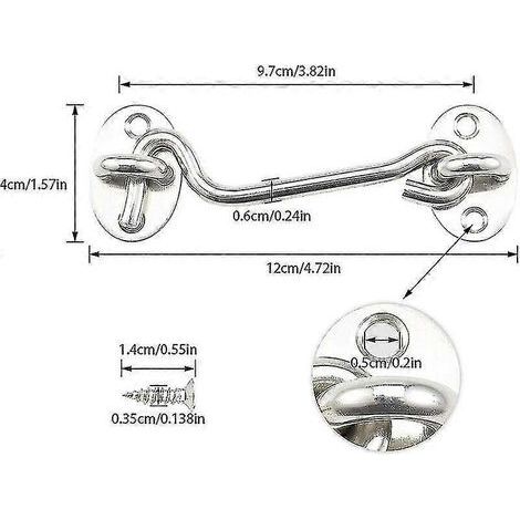 Verrous et loquets pour serrures de porte, crochet de cabine, support de fenêtre silencieux, acier inoxydable, 100 mm, argent