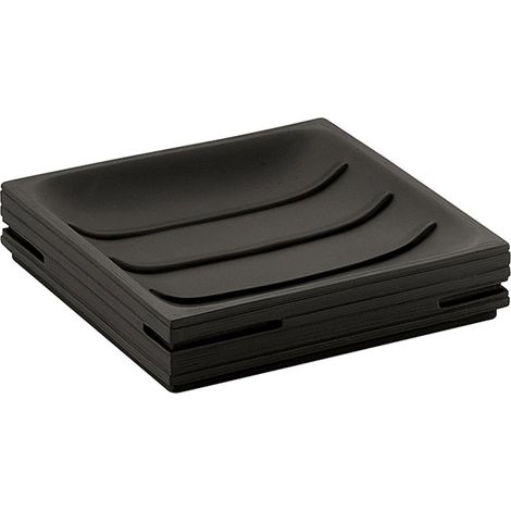 Portasapone d'appoggio in resina QU11 Gedy serie QUADROTTO Nero (1/2)