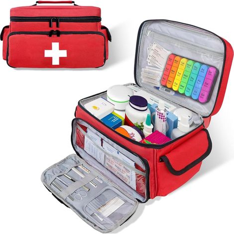 Trousse de Secours Vide, Trousse Infirmiere Pharmacie Voyage, Sac de Rangement de Médecine Portable, 30x20x18CM, pour Maison Bureau voiture Camping et Randonnée (1/5)