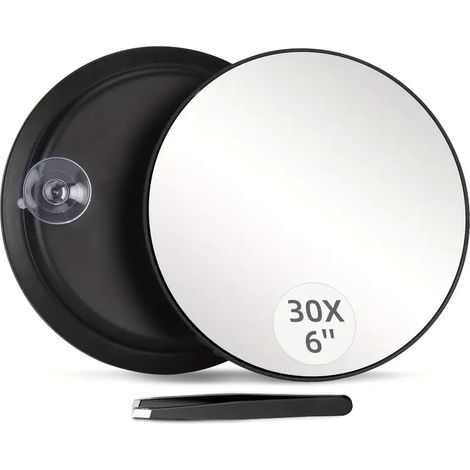 Miroir grossissant 30x avec Ventouse, Petit Miroir Mural pour Salle de Bain (1/4)