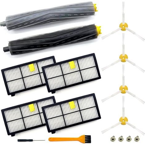 Lot de 9 brosses à rouleaux compatibles avec iRobot Roomba 800 900 Series 960 860 805 850 980 861 864 866 870 871 880 890 891 981 985 961 Filtres, 4 Brosses latérales (1/5)