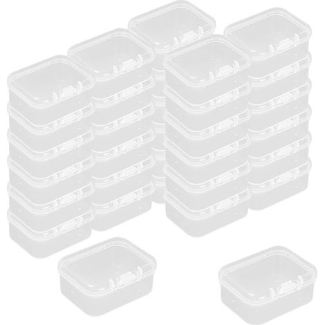 Lot de 32 Transparent Mini Boîte de Rangement, mini boîtes de rangement rectangulaires vides en plastique transparent avec couvercles à charnière pour Carte, Perle Minuscule(45 34 20m) (1/5)