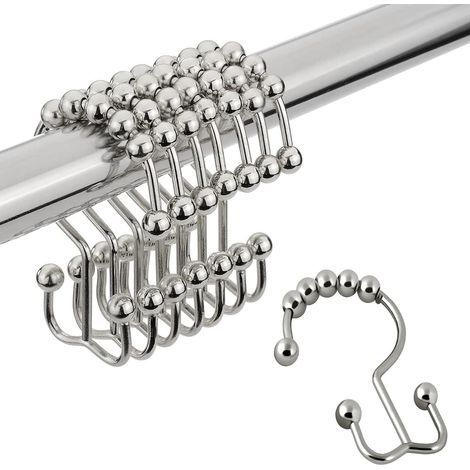 12er-Pack Duschvorhanghaken, rostbeständiges Metall, Doppelgleiter, für Badezimmer