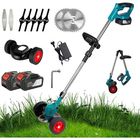 Tondeuse à gazon électrique sans fil 1500 W – 12 000 tr/min, débroussailleuse et coupe-herbe pour pelouse, jardin et cour
