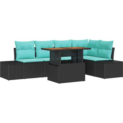 Garden Sofa Set 6 pcs 5-Seater Black and Teal vidaXL (1/5)