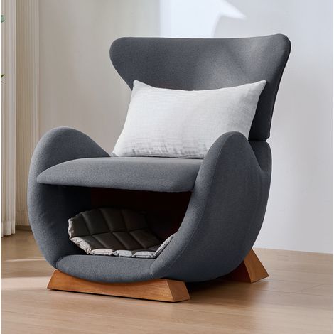 Sillón lounge 66x69x76 cm gris en tela y madera con refugio para mascotas (1/5)