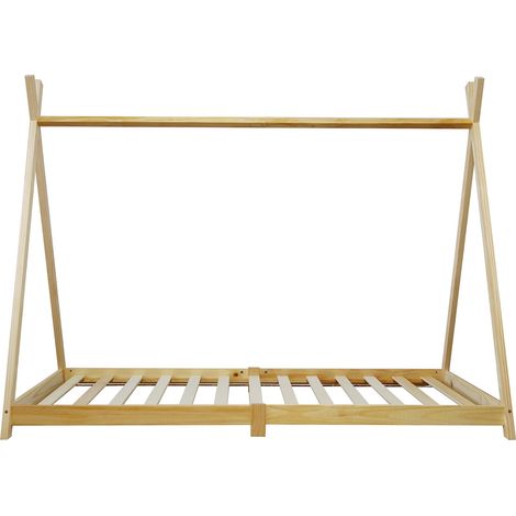 Rebecca Mobili Struttura Letto Singolo per Bambini Tenda in Legno Naturale 90x200 Cameretta