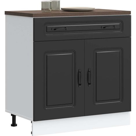 vidaXL Kitchen Base Cabinet "Kalmar" Black Engineered Wood