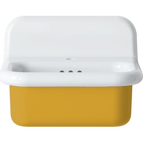 Lavabo retro de cerámica de 50 cm - True Colors Lite - Tamaño pequeño - Amarillo mostaza mate (1/4)