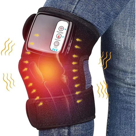 Masajeador de rodilla inalámbrico con calefacción eléctrica, almohadilla para codo con masaje vibratorio, almohadilla recargable para hombro y codo para uso doméstico, 3 niveles de calor. (1/5)