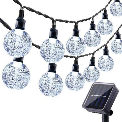 Guirlande lumineuse solaire d'extérieur, 7 m (23 pi), 50 LED, étanche, boule de cristal à énergie solaire, pour intérieur (1/5)