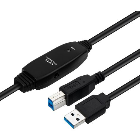 Cavo MicroConnect USB 3.2 Gen 1 A-B da 10 m, maschio-maschio, attivo, nero, USB3.0AB10B