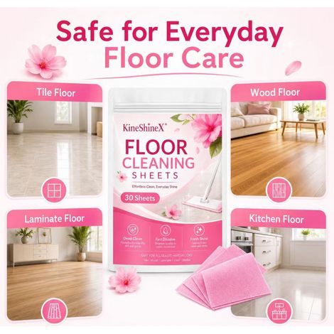 KineShineX Floor Cleaning Sheets, Sakura Scent, Universal for Wood Floors and Tiles, Stain Removal, Brightening, and Mopping Cleaning Sheets (1/4)