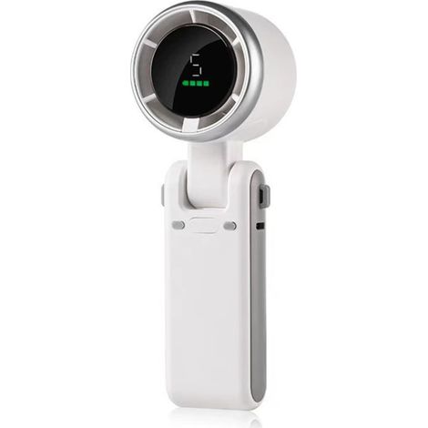 Ventilateur portable 3 en 1 avec turbine haute vitesse, 5 vitesses, USB, pliable, de bureau et d'extérieur, avec cordon de suspension et batterie haute capacité de 3600 mAh. (1/5)