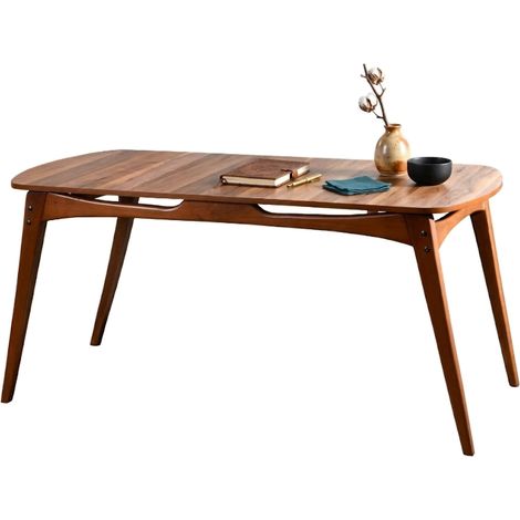 Fester Tisch Pretoro, 6 Plätze, rechteckig, Tragkraft 120 kg, 160x80x75h cm, Nussbaum Braun