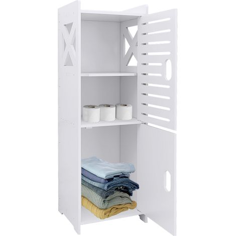 Meuble salle de bain 2 portes - 24x22x75cm Blanc (1/5)