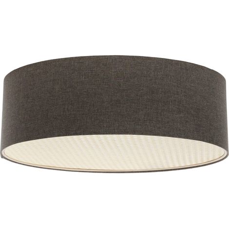 Plafonnier boho élégant tissu structuré et diffuseur rotin - Ø 40 cm - H20 cm (1/5)
