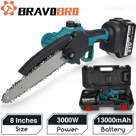 3000W 21V 8 Pouces Scie électrique tronçonneuse avec 1/2 batterie huile de pulvérisation Outil de travail du bois rechargeable pour Makita 18V Batterie (1/5)
