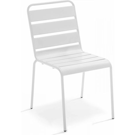 Oviala – Chaise de jardin empilable en acier thermolaqué – Dossier ajouré pour drainage – Patins anti-dérapants – Hauteur d'assise 45 cm (1/8)