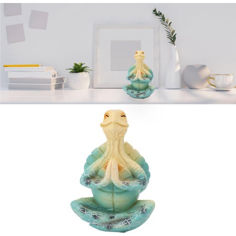 Décor de jardin en résine - Figurine Tortue marine en yoga méditation bleue - Tailles 2.8 x 3.9in / 127g (1/5)
