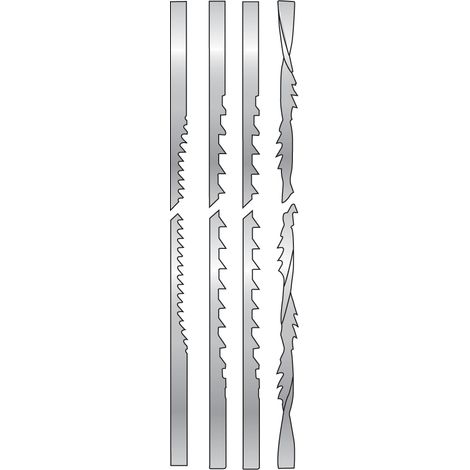 Leman – Assortiment de 12 lames à chantourner 130mm – Pour bois, plastique, corne et os – Précision de coupe – Compatible avec scie SAC407