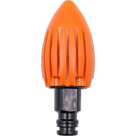 Buse de Nettoyage des égouts la fusée à Eau, buse de Nettoyeur Haute Pression d'égout, buse d'eau de Nettoyage de vidange à connecteur Rapide, Convient au Tuyau d'arrosage (Orange) (1/4)