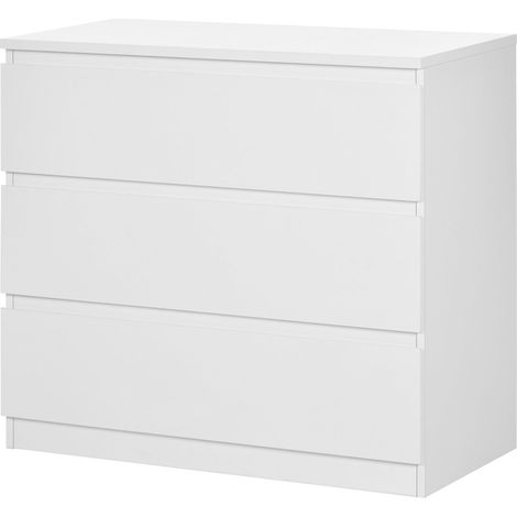 Cassettiera con 3 grandi cassetti portaoggetti per camera da letto 80 x 39 x 73 cm salva-spazio anti-ribaltamento moderno ed essenziale in MDF bianco 210001516