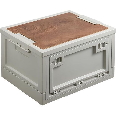 Campingbox, Aufbewahrungsbox mit Deckel, 30L Faltbar Plastik Aufbewahrungsbehälter, Campingbox für Auto,Kofferraum Organizer mit Seitlicher Klappe für Reisen im Freien, Camping, Familie