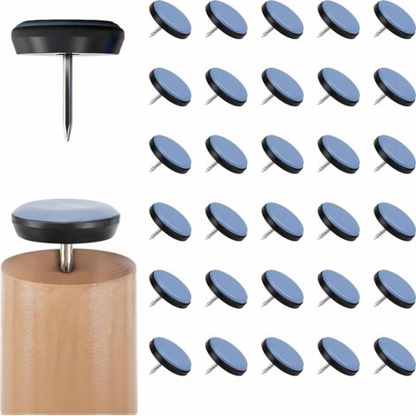 30 Pièces Patins de Meubles En Téflon avec Clous, Ø 22 Mm, Patins en PTFE Résistants À L'abrasion, Protection Silencieuse pour Sols en Bois et Carrelage pour Chaises et Meubles Lourds (1/5)
