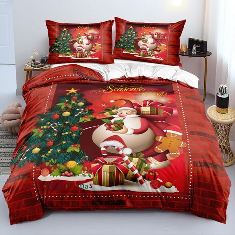 Parure de lit 4 pièces - 135 x 200 cm - Rouge et vert - 3D - Douce - Housse de couette pour adolescents et enfants - Avec fermeture éclair et 2 taies d'oreiller de 80 x 80 cm (1/5)