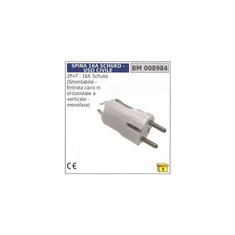 2-poliger+Erde 16A Schuko-Stecker, zerlegbar, Kabeleinführung horizontal/vertikal