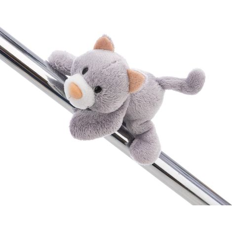 Plüschkatze mit Magnet, grau, für Kühlschrank, Tafel, Metall und mehr, Geschenkidee, 12 cm (1/5)